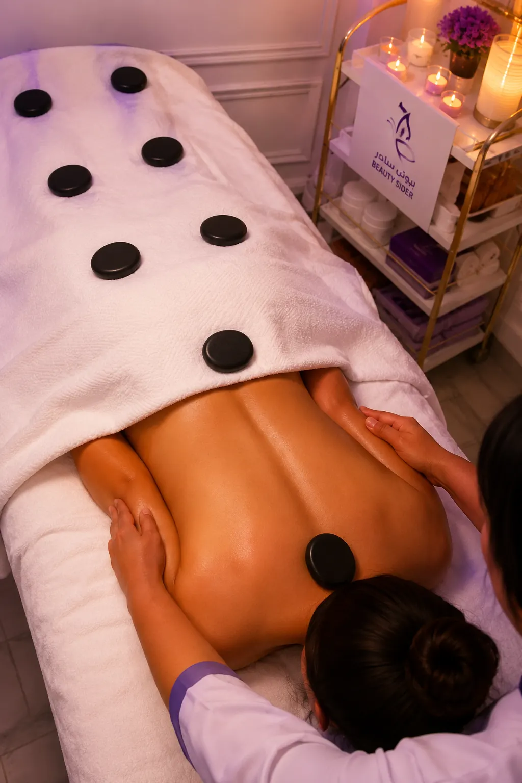 Massage and hot stones treatment