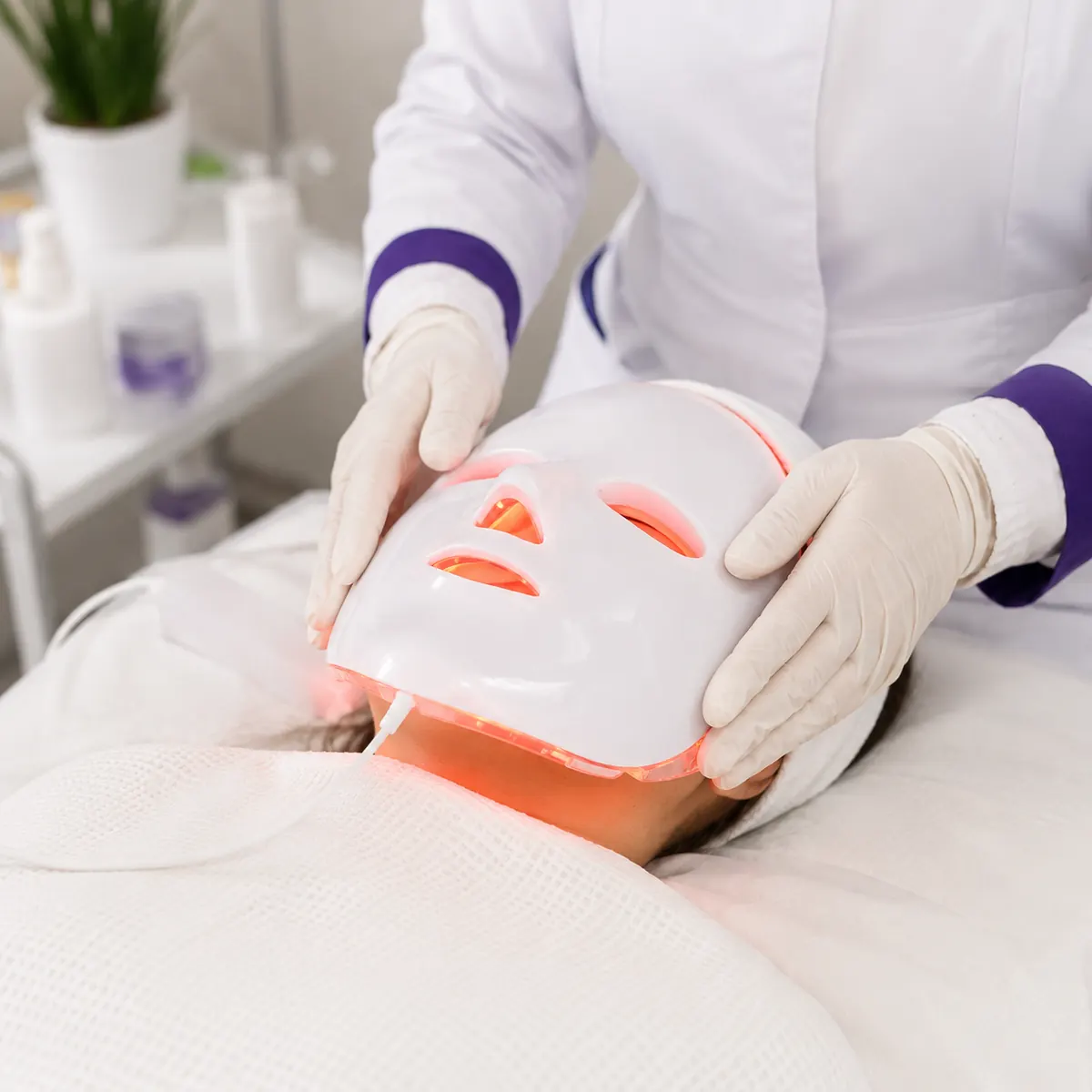 LED facial mask treatment
